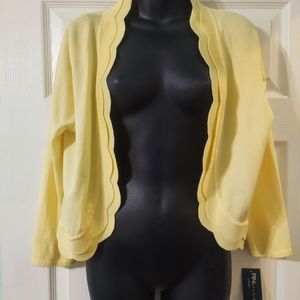 Ladies cardigan scalloped edged yellow buttery soft new with tags